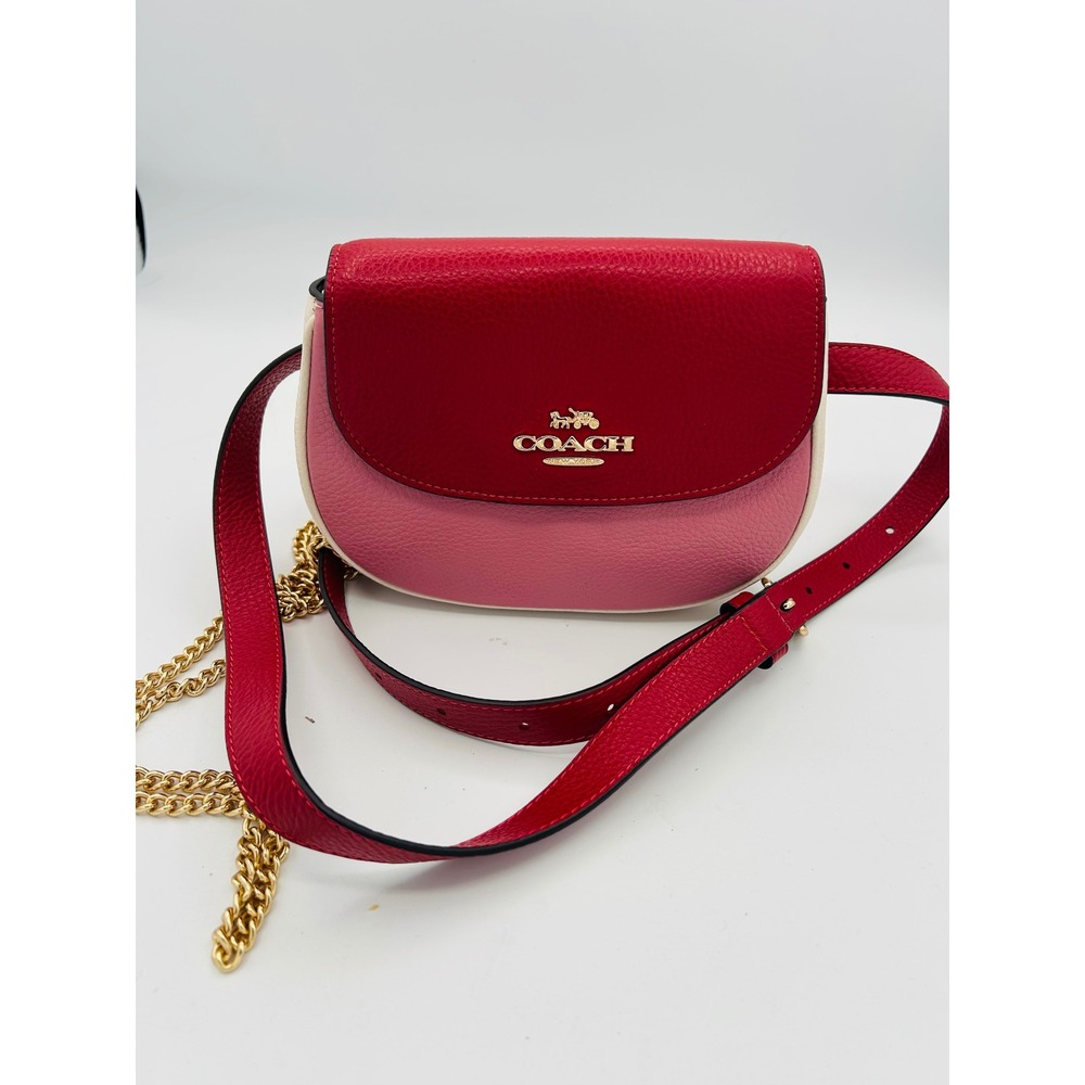 Coach Saddle Belt Bag Colorblock Pebbled Leather NEW - Picture 2 of 4